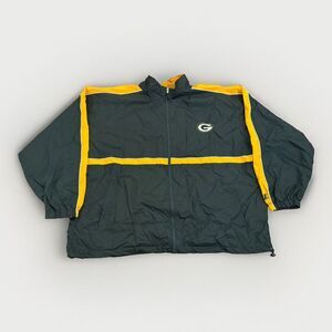 Green Bay Packers Jacket Mens XXL NFL Logo Athletic Windbreaker Vintage Y2K